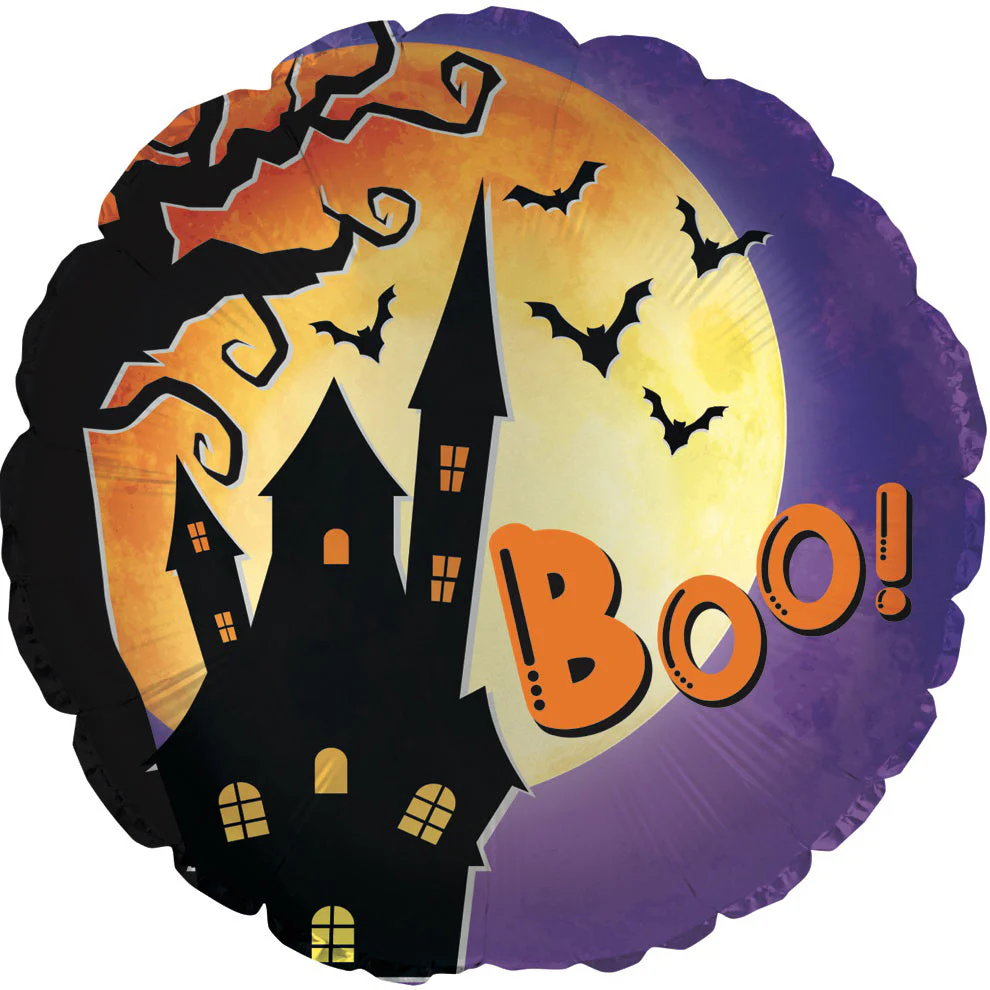 9" Airfill Only (Sticks Sold Separately) Boo Moon Haunted House Foil Balloon