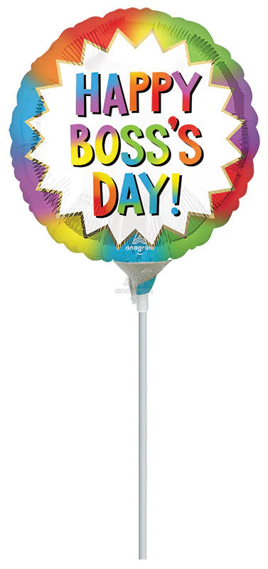 9" Airfill Only (Sticks Sold Separately) Colorful Boss's Day Burst Foil Balloon