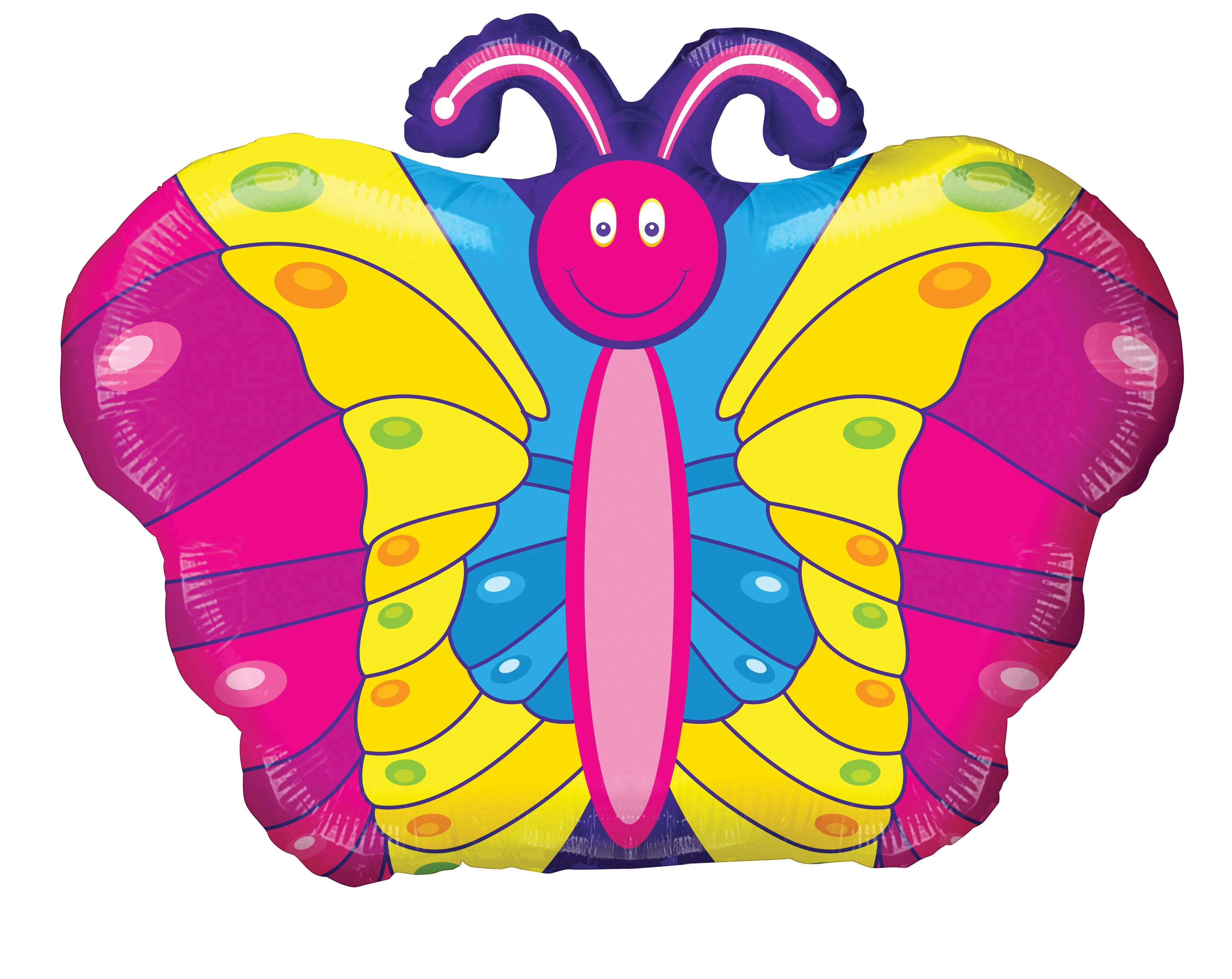9" Airfill Only (Sticks Sold Separately) Colorful Butterfly Shape Foil Balloon
