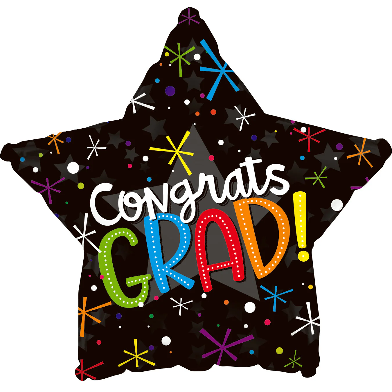 9" Airfill Only (Sticks Sold Separately) Colorful Grad Star Foil Balloons