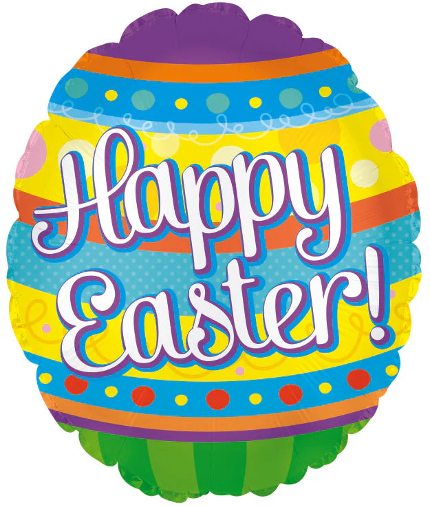 9" Airfill Only (Sticks Sold Separately) Decorated Egg Foil Balloon