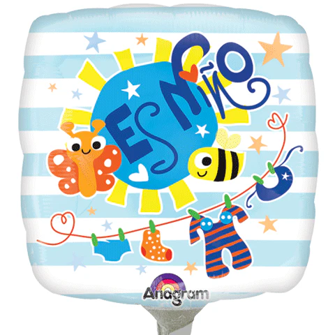 9" Airfill Only (Sticks Sold Separately) Es Nino Baby Clothes Balloon (Spanish)