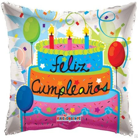 9" Airfill Only (Sticks Sold Separately) Feliz Cumpleanos Balloon (Spanish)
