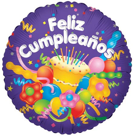 9" Airfill Only (Sticks Sold Separately) Feliz Cumpleanos Cake Balloon (Spanish)