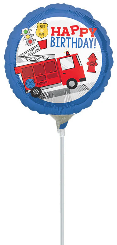 9" Airfill Only (Sticks Sold Separately) First Responder Happy Birthday Foil Balloon