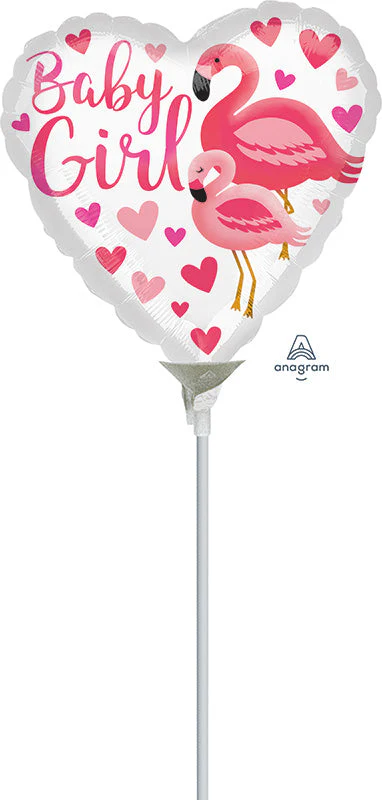 9" Airfill Only (Sticks Sold Separately) Flamingo Baby Girl Foil Balloon