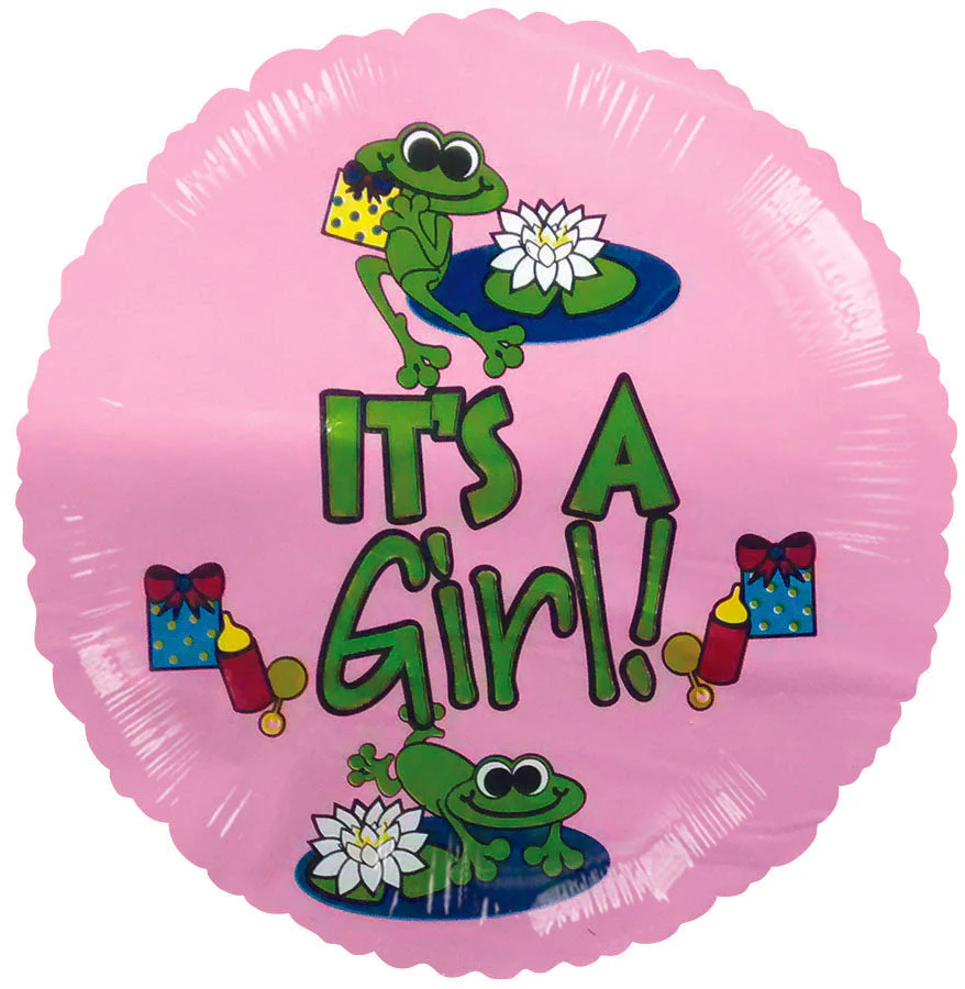 9" Airfill Only (Sticks Sold Separately) Froggy Fun Girl It's a Girl Balloon