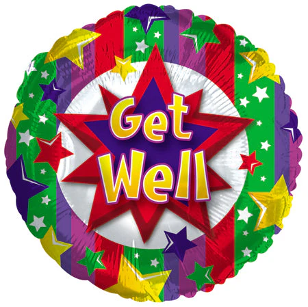 9" Airfill Only (Sticks Sold Separately) Get Well Colorful Burst Balloon