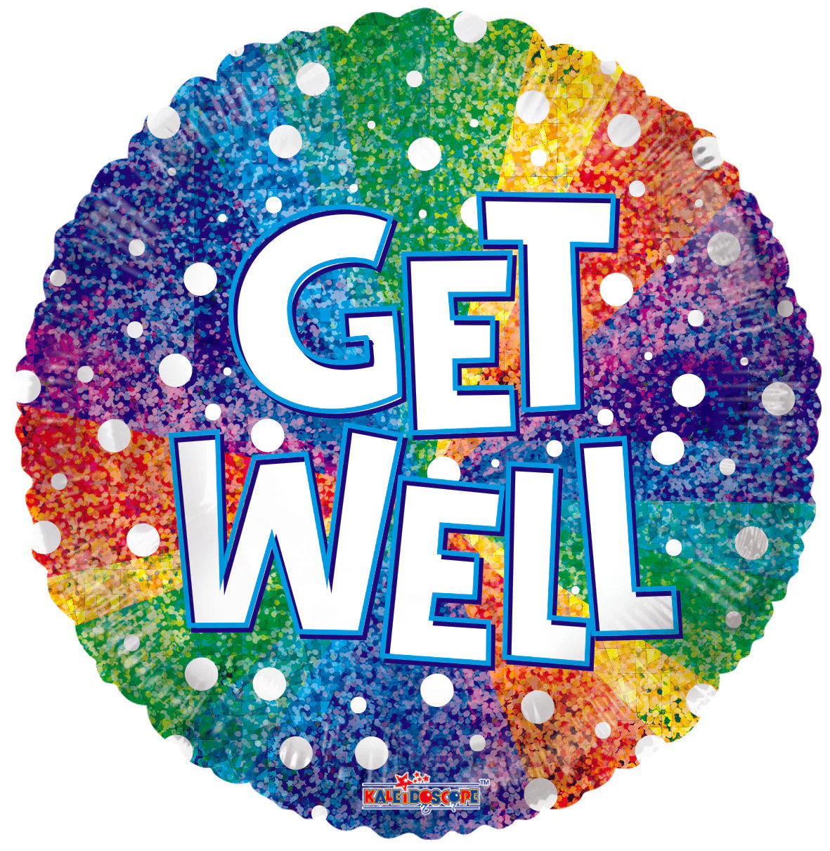 9" Airfill Only (Sticks Sold Separately) Get Well Rainbow Holographic Round Foil Balloon