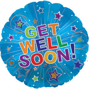 9" Airfill Only (Sticks Sold Separately) Get Well Soon Silver Burst Self Sealing Valve Balloon