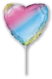 9" Airfill Only (Sticks Sold Separately) Gradient Mini Heart Foil Balloon