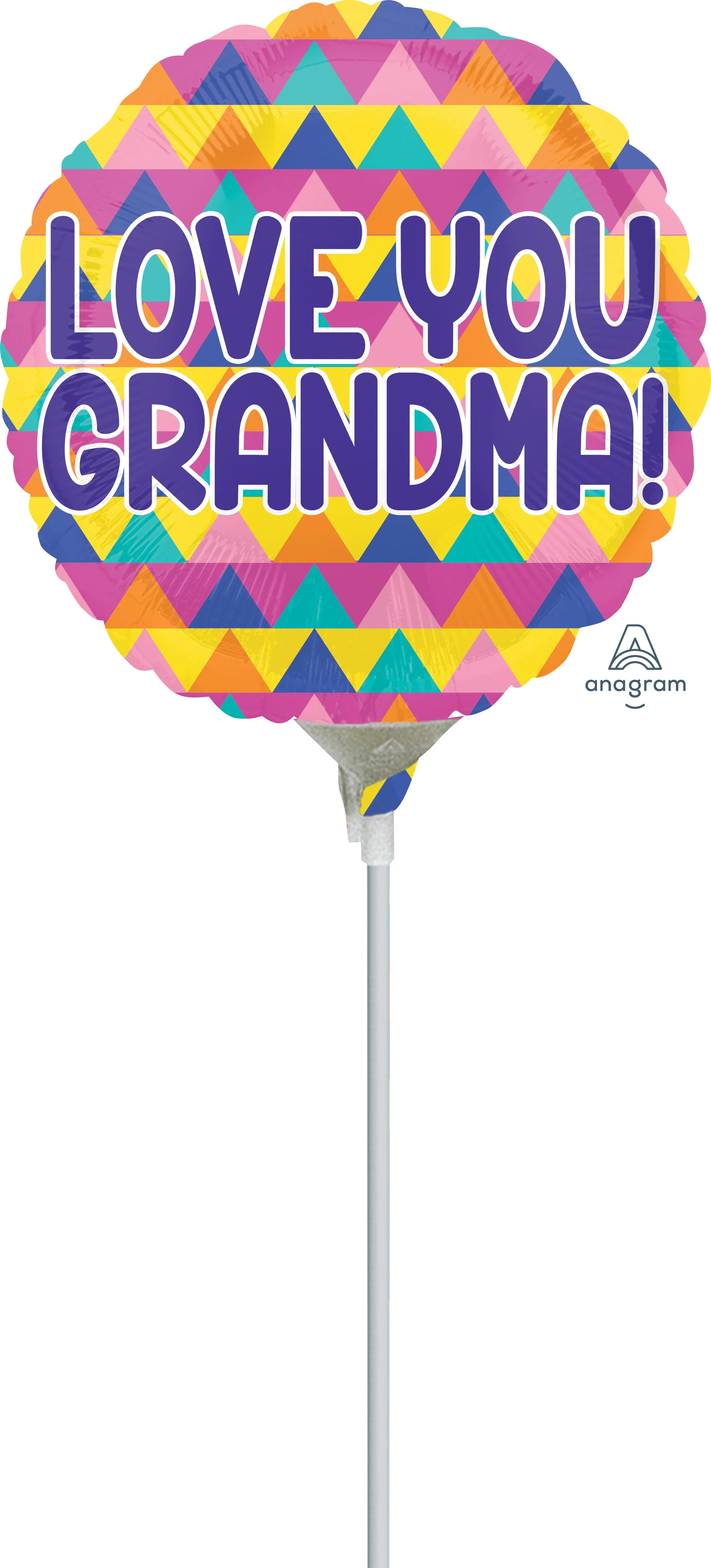 9" Airfill Only (Sticks Sold Separately) Grandma Triangle Pattern Balloon