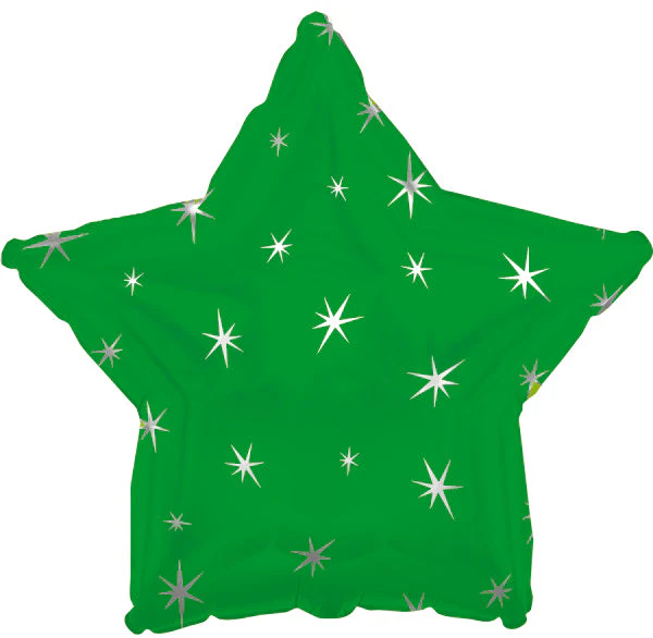 9" Airfill Only (Sticks Sold Separately) Green Sparkle Star Foil Balloon Foil Balloon