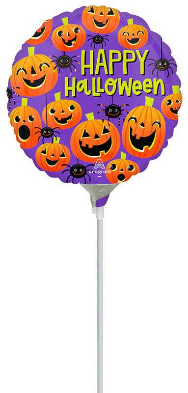 9" Airfill Only (Sticks Sold Separately) Halloween Spiders & Pumpkins Foil Balloon