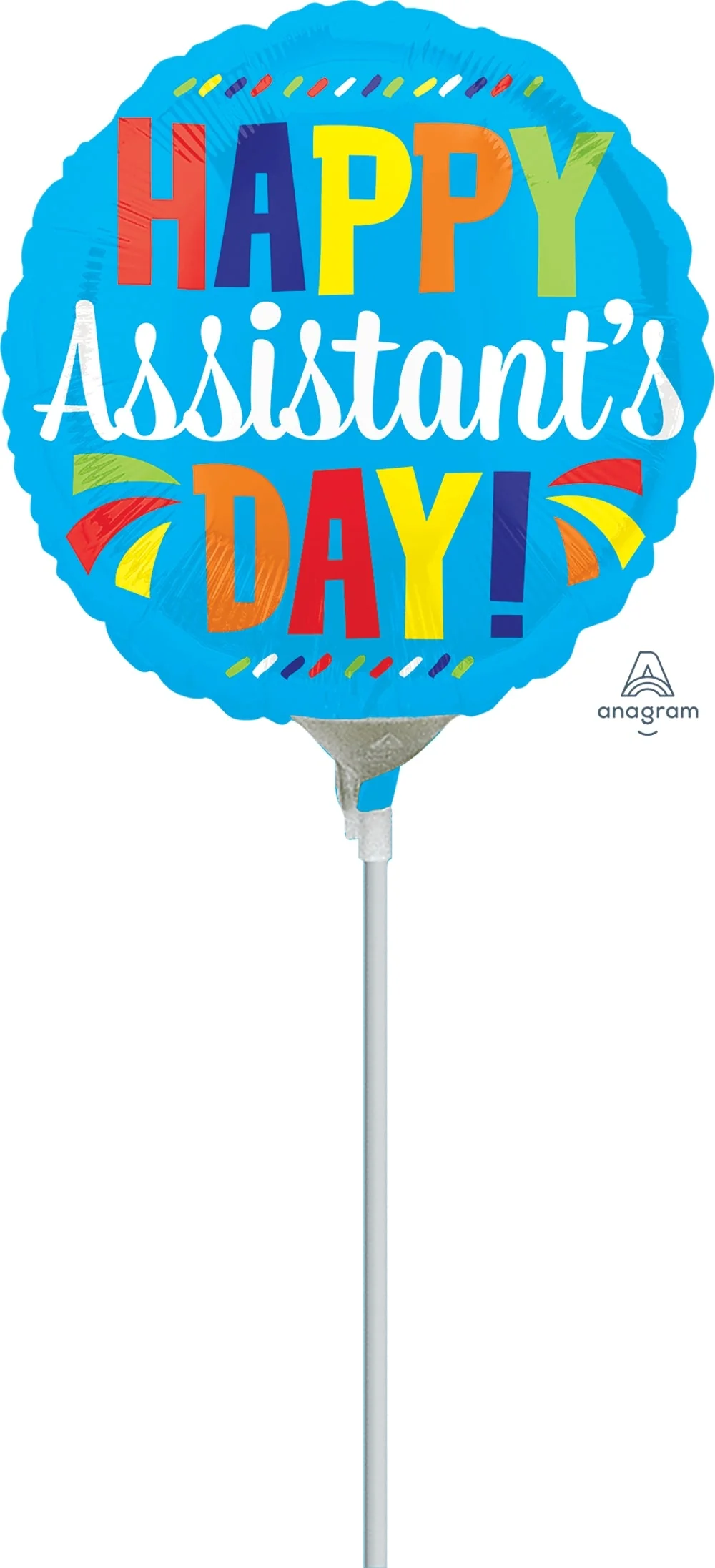 9" Airfill Only (Sticks Sold Separately) Happy Assistant's Day Blue Balloon