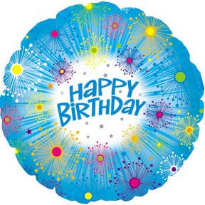 9" Airfill Only (Sticks Sold Separately) Happy B-Day Glitters Self Sealing Valve Foil Balloon