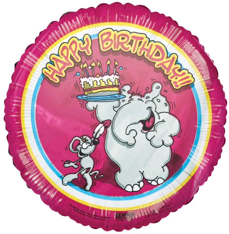 9" Airfill Only (Sticks Sold Separately) Happy Birthday Elephant Foil Balloon