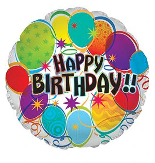 9" Airfill Only (Sticks Sold Separately) Happy Birthday Foil Balloons