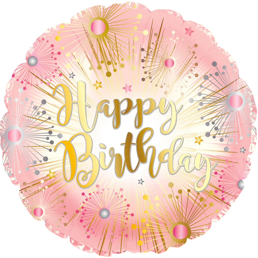 9" Airfill Only (Sticks Sold Separately) Happy Birthday Rose Gold Balloon