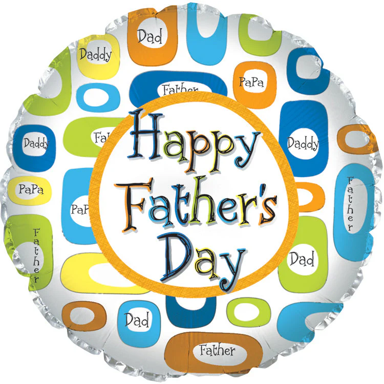 9" Airfill Only (Sticks Sold Separately) Happy Father's Day Retro Foil Balloons
