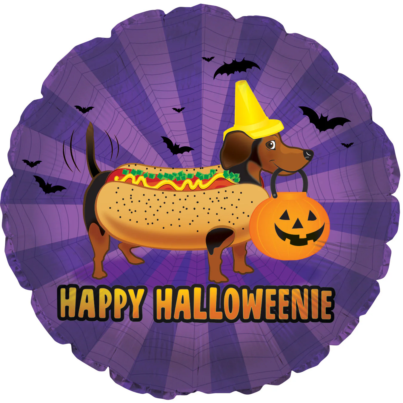 9" Airfill Only (Sticks Sold Separately) Happy Halloweenie Foil Balloon