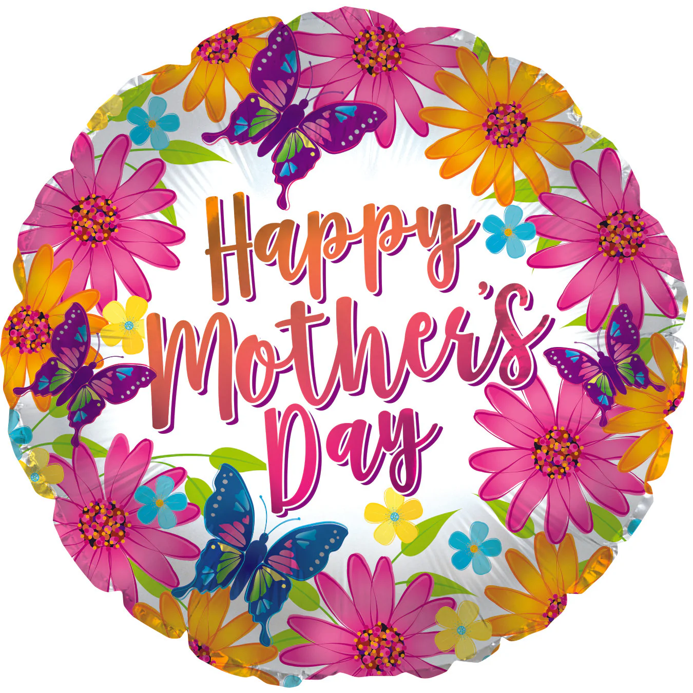 9" Airfill Only (Sticks Sold Separately) Happy Mother's Day Monarch Butterfly You Foil Balloons