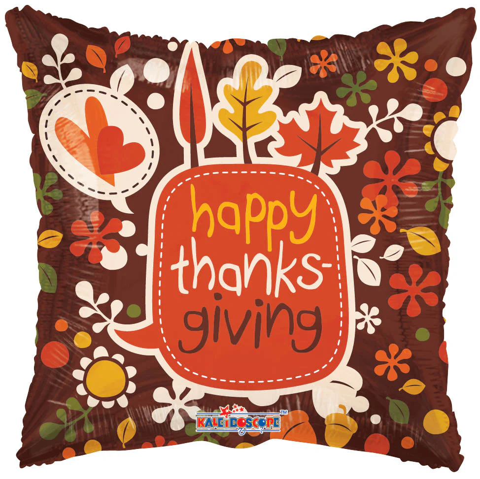 9" Airfill Only (Sticks Sold Separately) Happy Thanksgiving Leaves Balloon
