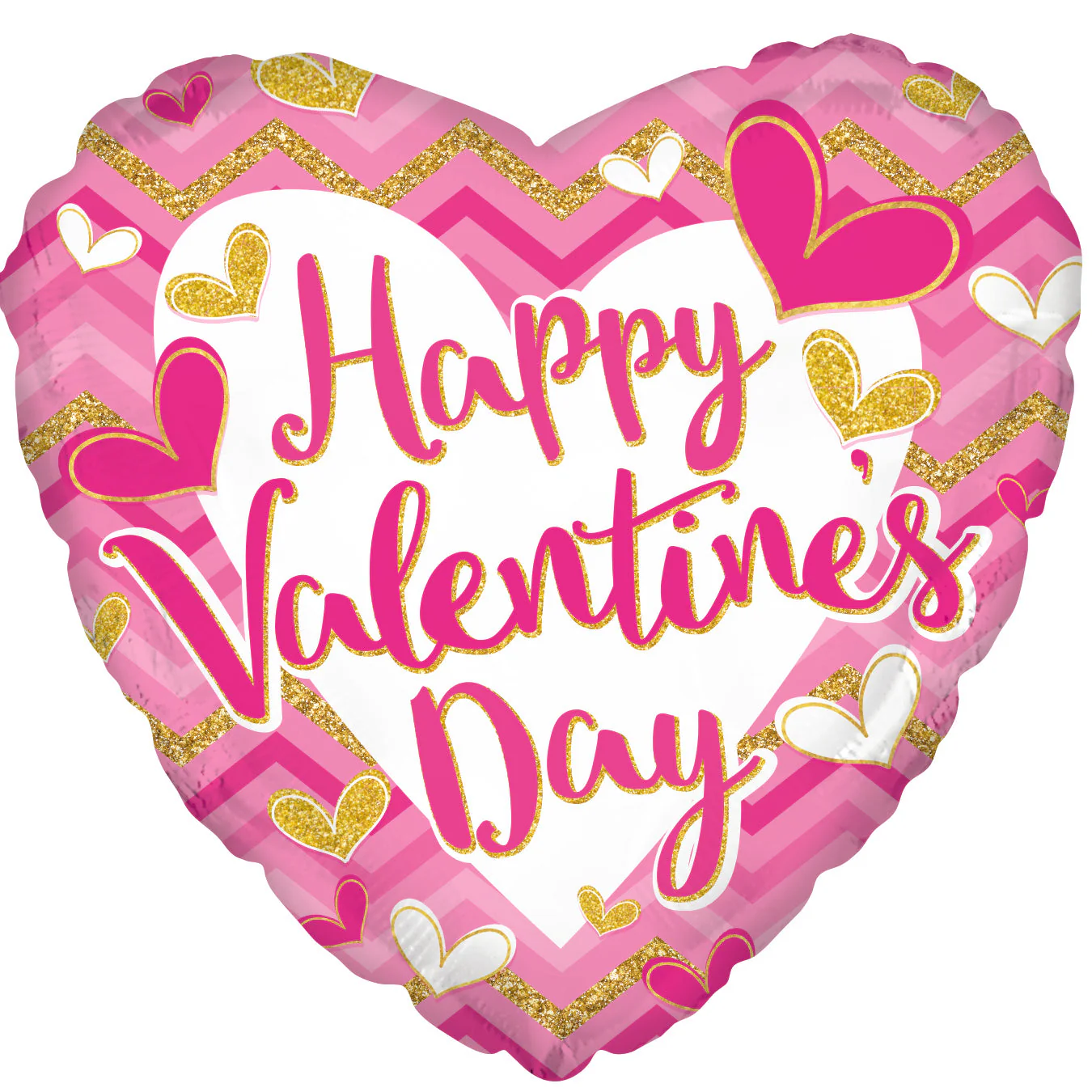 9" Airfill Only (Sticks Sold Separately) Happy Valentine's Day Pink & Glitter Foil Balloon