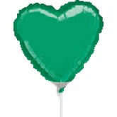 9" Airfill Only (Sticks Sold Separately) Heart Green Heart Balloon