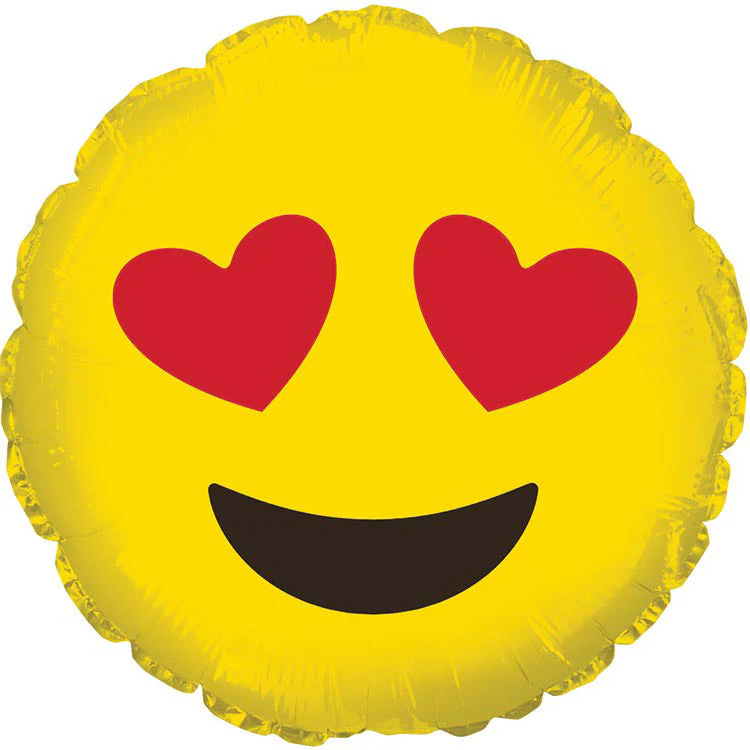 9" Airfill Only (Sticks Sold Separately) Heart Shaped Eyes Emoticon Balloon