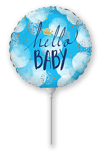 9" Airfill Only (Sticks Sold Separately) Hello Baby Boy Foil Balloon