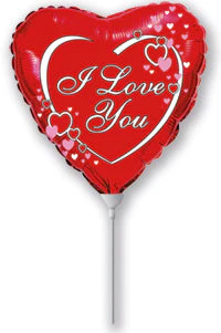 9" Airfill Only (Sticks Sold Separately) I Love You Foil Balloon