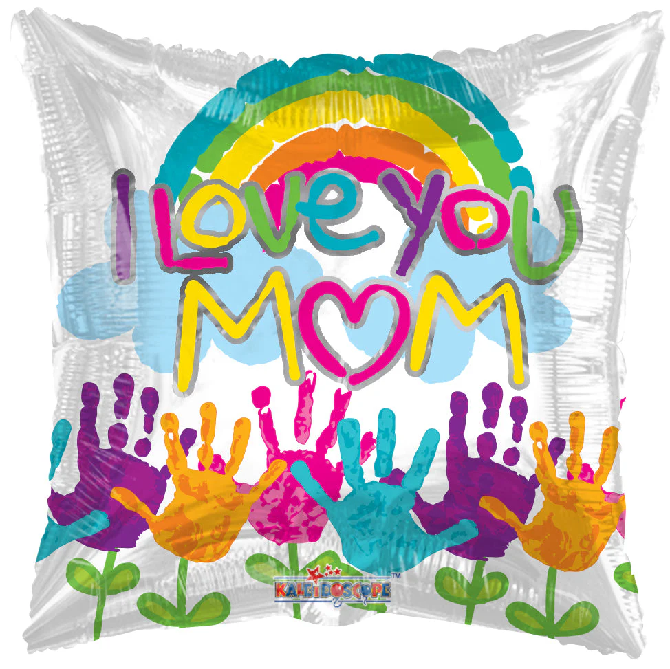 9" Airfill Only (Sticks Sold Separately) I Love You Mom Hand Foil Balloon