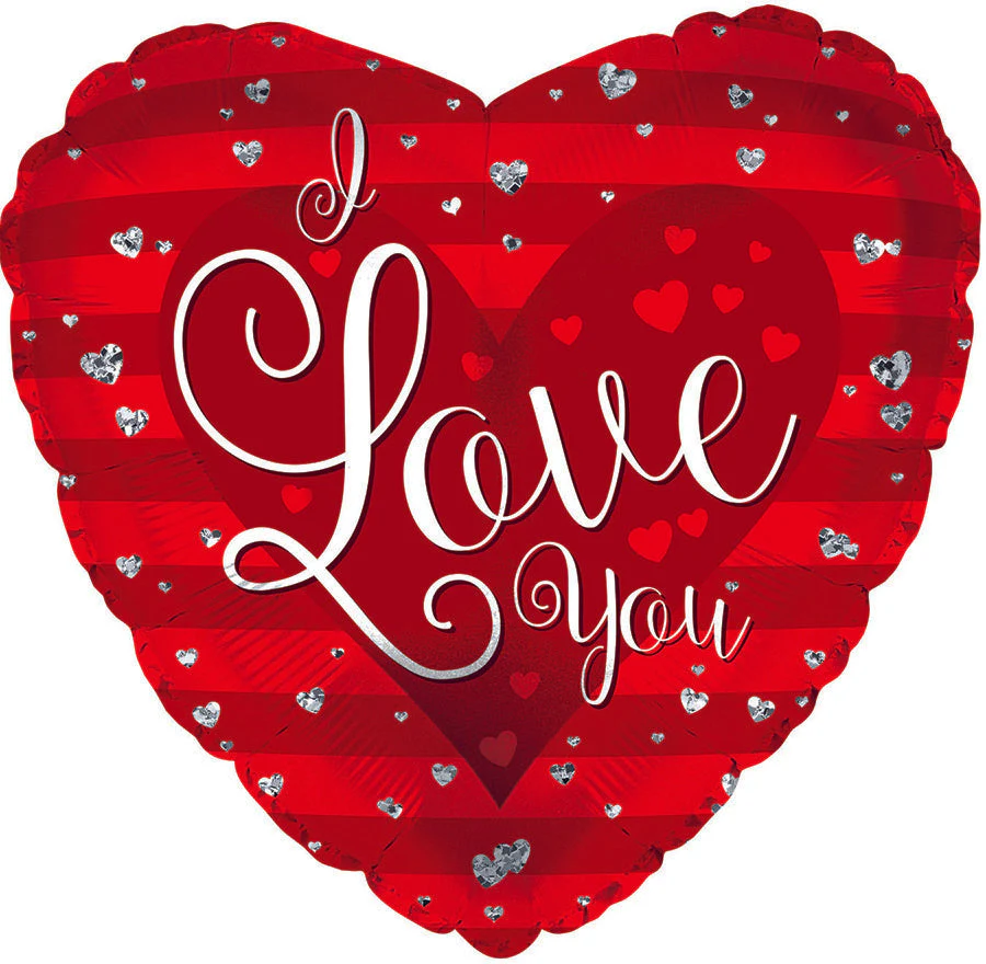 9" Airfill Only (Sticks Sold Separately) I Love You Stripes Foil Balloon