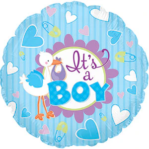 9" Airfill Only (Sticks Sold Separately) It's A Boy Stork Self Sealing Valve Foil Balloon