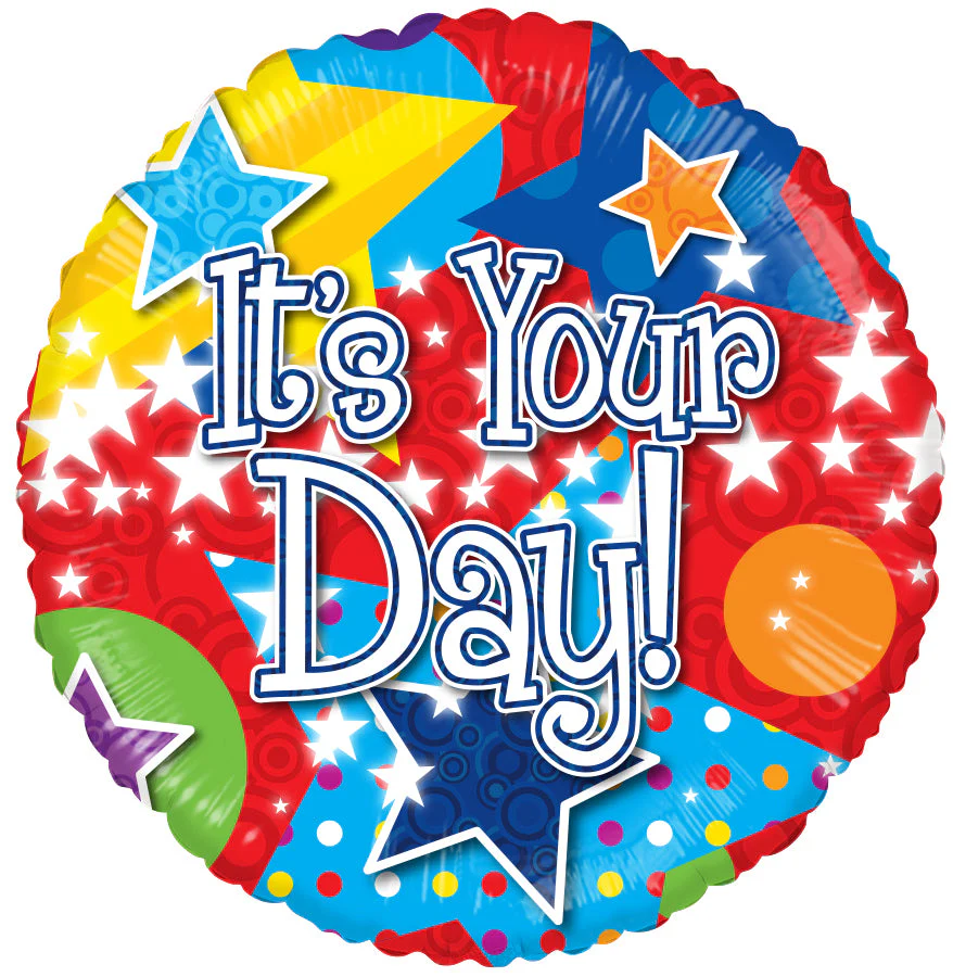 9" Airfill Only (Sticks Sold Separately) It's Your Day! Stars Foil Balloon