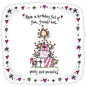 9" Airfill Only (Sticks Sold Separately) Juicy Lucy Pink Presents Balloon