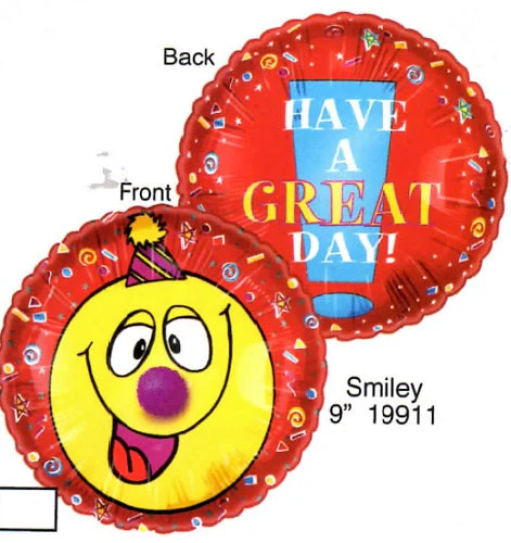 9" Airfill Only (Sticks Sold Separately) Lil' Fuzzies Smiley Balloon