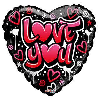 9" Airfill Only (Sticks Sold Separately) Love You Grafitti Gellibean Balloon