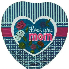 9" Airfill Only (Sticks Sold Separately) Love You Mom Turquoise Heart Balloon