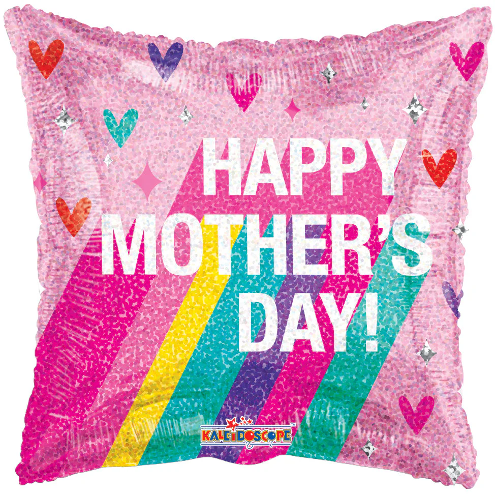 9" Airfill Only (Sticks Sold Separately) Mother's Day Rainbow Foil Balloon