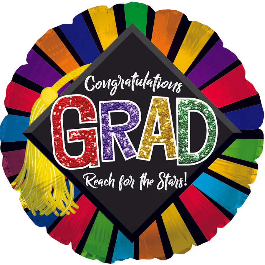 9" Airfill Only (Sticks Sold Separately) Reach For Stars Grad Foil Balloons