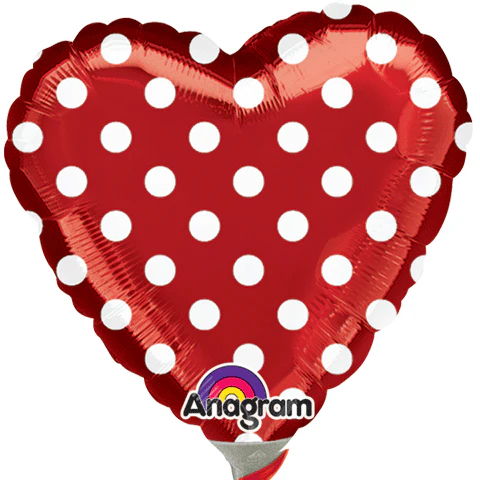 9" Airfill Only (Sticks Sold Separately) Red and Polka Dots Balloon