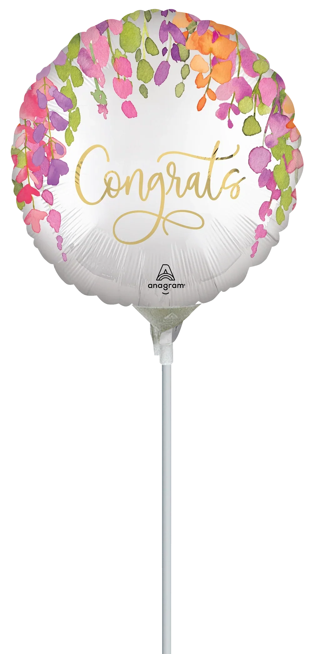 9" Airfill Only (Sticks Sold Separately) Romantic Floral Wedding Foil Balloon