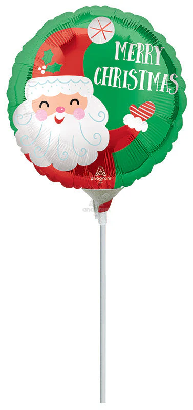 9" Airfill Only (Sticks Sold Separately) Smiley Satin Santa Christmas Foil Balloon
