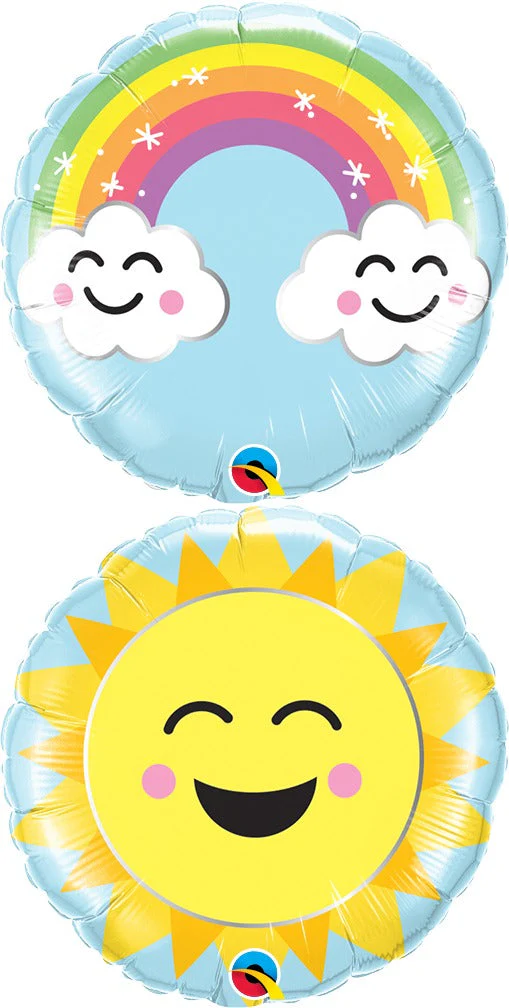 9" Airfill Only (Sticks Sold Separately) Sunshine Rainbow Foil Balloon