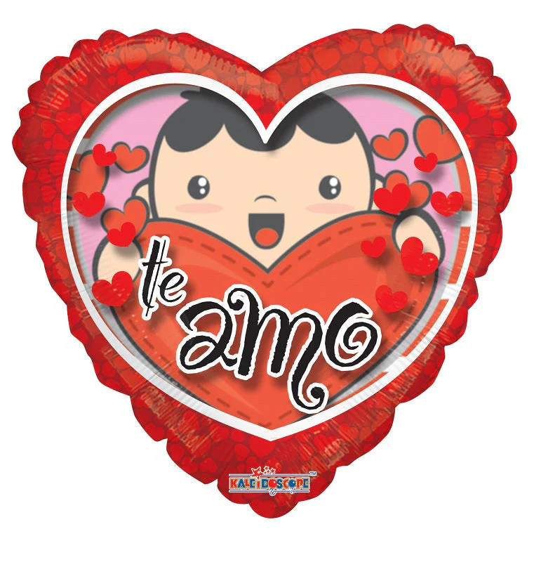 9" Airfill Only (Sticks Sold Separately) Te Amo Boy With Heart Clear View Balloon (Spanish)