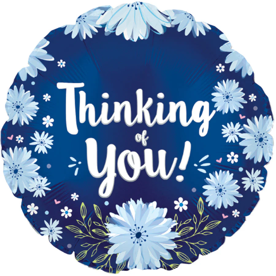 9" Airfill Only (Sticks Sold Separately) Thinking Of You Blue Daisies Foil Balloon