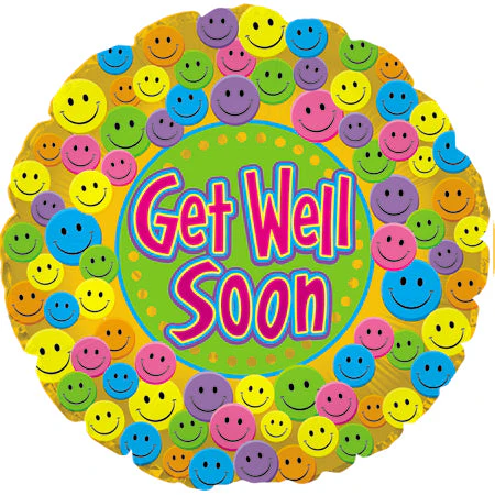 9" Airfill Only (Sticks Sold Separately) To Get Well Soon Smiley Balloon