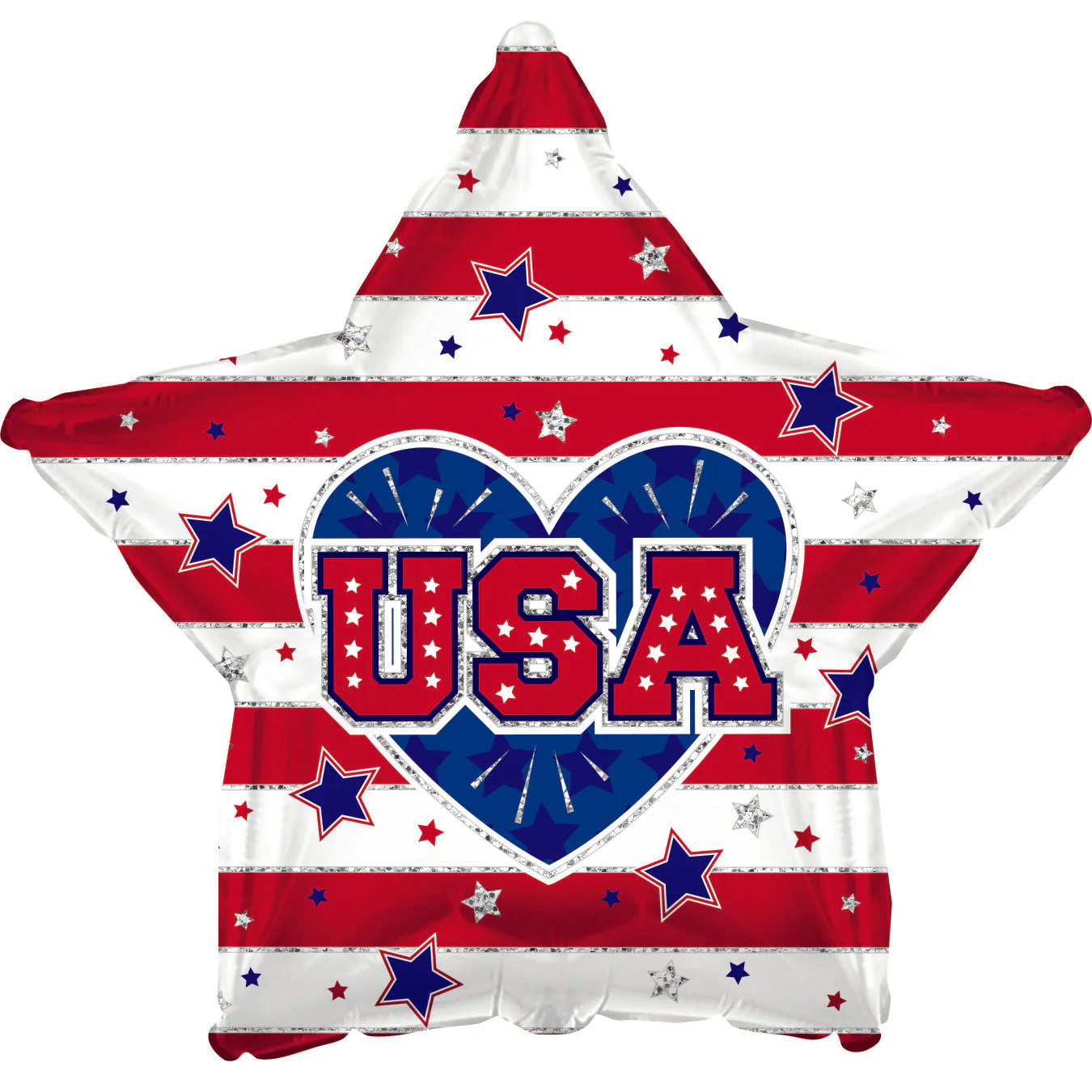 9" Airfill Only (Sticks Sold Separately) USA Patriotic Red, White & Blue Foil Balloon